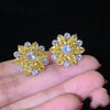 Women Clear Sterling Silver Yellow/White Daisy Flower Stud Earrings freeshipping - Tyche Ace