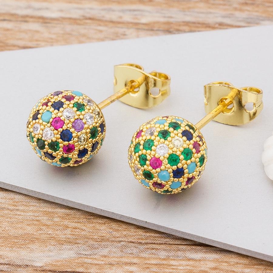 Women Colourful Crystal Ball Shaped Stud Earrings freeshipping - Tyche Ace