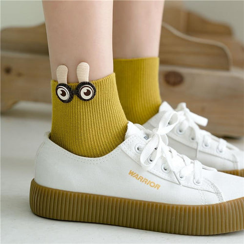 Women Cotton 3D Big Googly Eyes Cartoon Design Happy Socks freeshipping - Tyche Ace