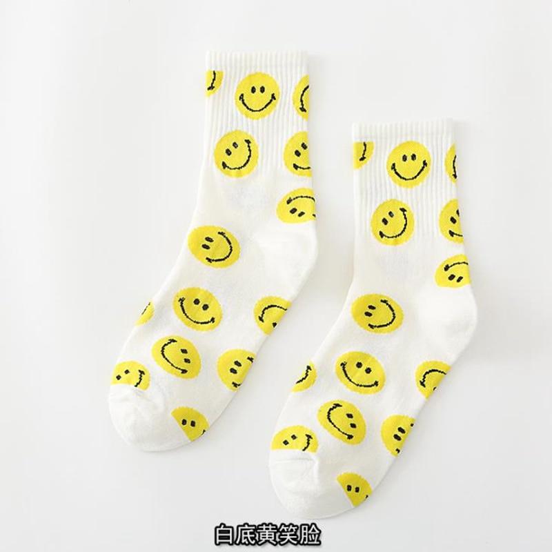 Women Crew Smiley Face  Cotton Happy Socks freeshipping - Tyche Ace