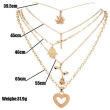 Load image into Gallery viewer, Women  Cross Heart, Triangle Pendant Multilayer Gold Necklace Set freeshipping - Tyche Ace
