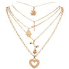 Women  Cross Heart, Triangle Pendant Multilayer Gold Necklace Set freeshipping - Tyche Ace