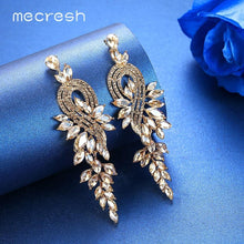 Load image into Gallery viewer, Women Crystal Leaves Long Drop Earrings freeshipping - Tyche Ace
