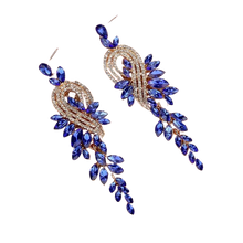 Load image into Gallery viewer, Women Crystal Leaves Long Drop Earrings freeshipping - Tyche Ace
