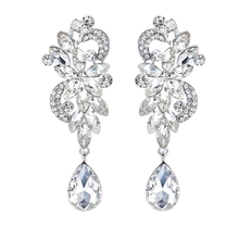 Load image into Gallery viewer, Women Crystal Leaves Long Drop Earrings freeshipping - Tyche Ace
