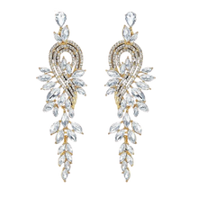 Load image into Gallery viewer, Women Crystal Leaves Long Drop Earrings freeshipping - Tyche Ace
