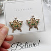 Women Cubic Zirconia Rhinestone Studded Smart Butterfly Earrings freeshipping - Tyche Ace