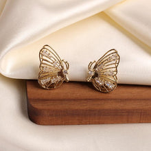 Load image into Gallery viewer, Women Cubic Zirconia Rhinestone Studded Smart Butterfly Earrings freeshipping - Tyche Ace
