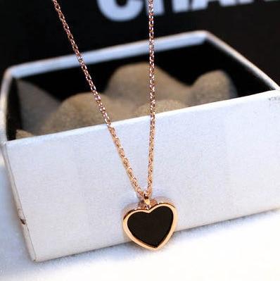 Women Cute Love Heart Rose Pendant Long Chain Necklaces freeshipping - Tyche Ace