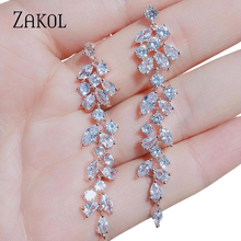 Load image into Gallery viewer, Women Elegant Crystal Leaf Long Drop Earrings freeshipping - Tyche Ace
