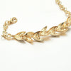 Women Elegant Gold Plated Rhinestone Leaves Chain Bangle freeshipping - Tyche Ace