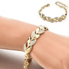 Women Elegant Gold Plated Rhinestone Leaves Chain Bangle freeshipping - Tyche Ace