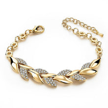 Load image into Gallery viewer, Women Elegant Gold Plated Rhinestone Leaves Chain Bangle freeshipping - Tyche Ace
