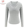 Women Elegant Slim Cut Patchwork Hollow Out Rhinestone Design Tops freeshipping - Tyche Ace