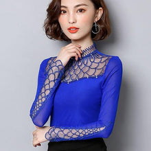 Load image into Gallery viewer, Women Elegant Slim Fit Hollow Cut out long sleeve Lace Mesh tops freeshipping - Tyche Ace
