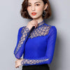 Women Elegant Slim Fit Hollow Cut out long sleeve Lace Mesh tops freeshipping - Tyche Ace