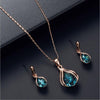 Women Elegant Waterdrop Rhinestone Pendant Necklace Earrings Set freeshipping - Tyche Ace