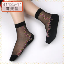 Load image into Gallery viewer, Women Embroidered Flowers Transparent Lace Mesh Socks freeshipping - Tyche Ace

