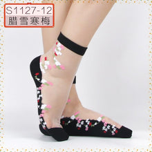 Load image into Gallery viewer, Women Embroidered Flowers Transparent Lace Mesh Socks freeshipping - Tyche Ace
