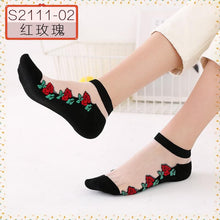 Load image into Gallery viewer, Women Embroidered Flowers Transparent Lace Mesh Socks freeshipping - Tyche Ace
