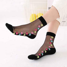 Load image into Gallery viewer, Women Embroidered Flowers Transparent Lace Mesh Socks freeshipping - Tyche Ace
