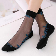 Load image into Gallery viewer, Women Embroidered Flowers Transparent Lace Mesh Socks freeshipping - Tyche Ace
