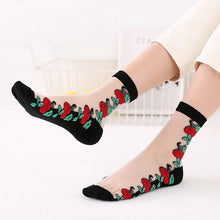 Load image into Gallery viewer, Women Embroidered Flowers Transparent Lace Mesh Socks freeshipping - Tyche Ace
