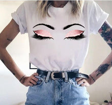 Load image into Gallery viewer, Women Eyelashes Print Art T Graphic Shirt freeshipping - Tyche Ace
