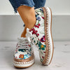 Women Floral Embroidered Zipper Design Casual Lace-Up Shoes freeshipping - Tyche Ace