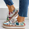 Women Floral Embroidered Zipper Design Casual Lace-Up Shoes freeshipping - Tyche Ace