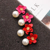 Women Flower Dangle Simulated Pearl Drop Earrings freeshipping - Tyche Ace