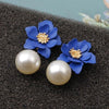 Women Flower Dangle Simulated Pearl Drop Earrings freeshipping - Tyche Ace