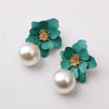 Women Flower Dangle Simulated Pearl Drop Earrings freeshipping - Tyche Ace