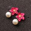 Women Flower Dangle Simulated Pearl Drop Earrings freeshipping - Tyche Ace