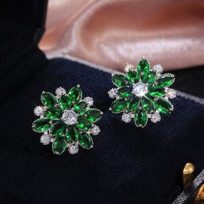 Women Flower Sterling Silver Stud Earrings freeshipping - Tyche Ace