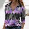 Women  Geometric Long Sleeve  V-Neck Casual Sweat Shirts freeshipping - Tyche Ace