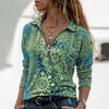 Women  Geometric Long Sleeve  V-Neck Casual Sweat Shirts freeshipping - Tyche Ace