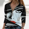 Women  Geometric Long Sleeve  V-Neck Casual Sweat Shirts freeshipping - Tyche Ace