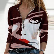 Load image into Gallery viewer, Women  Geometric Long Sleeve  V-Neck Casual Sweat Shirts freeshipping - Tyche Ace
