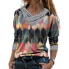Women  Geometric Long Sleeve  V-Neck Casual Sweat Shirts freeshipping - Tyche Ace