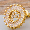 Women Gold Plated Initial Letter Stud Earrings freeshipping - Tyche Ace