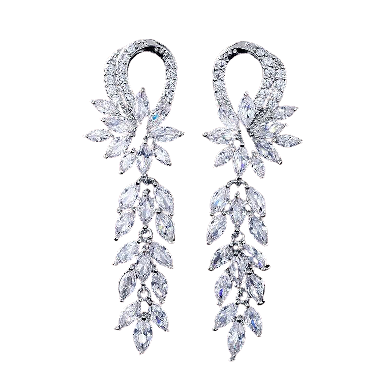 Women Gorgeous Flower Cluster Long Dangle Drop Earrings freeshipping - Tyche Ace