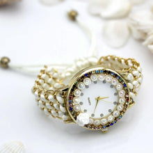 Load image into Gallery viewer, Women Hand-Knitted Fabric Rose Sparkly Rhinestone Wrist Watches freeshipping - Tyche Ace
