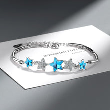 Load image into Gallery viewer, Handmade Sterling Silver Blue Pentagonal Star Charm Bracelets For Women freeshipping - Tyche Ace
