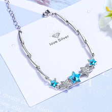 Load image into Gallery viewer, Handmade Sterling Silver Blue Pentagonal Star Charm Bracelets For Women freeshipping - Tyche Ace

