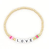 Women Handmade Vinyl Bohemian Gold Coloured Letter Beads Bracelets freeshipping - Tyche Ace