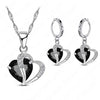 Women Heart Design Sterling Silver Cubic Zircon Necklace Pendant Earrings Sets freeshipping - Tyche Ace