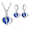 Women Heart Design Sterling Silver Cubic Zircon Necklace Pendant Earrings Sets freeshipping - Tyche Ace