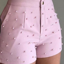 Load image into Gallery viewer, Women High Waist Button Ruffled Beaded Summer Shorts freeshipping - Tyche Ace
