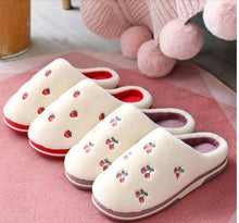 Load image into Gallery viewer, Women Indoor Warm Plush Embroidered Fruit Soft Non-slip Slippers freeshipping - Tyche Ace
